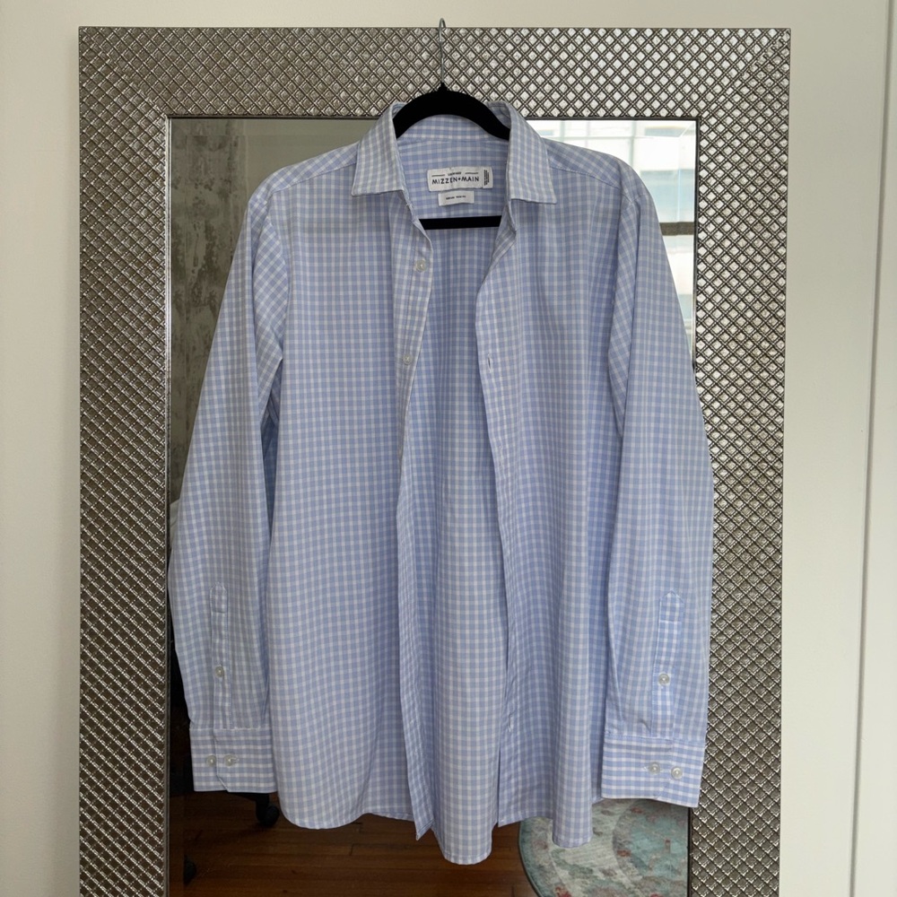 Men's Mizzen+Main Blue Checkered Shirt